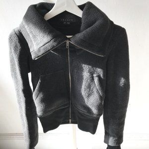 Theory Grey/Black Fleece Zippered Jacket